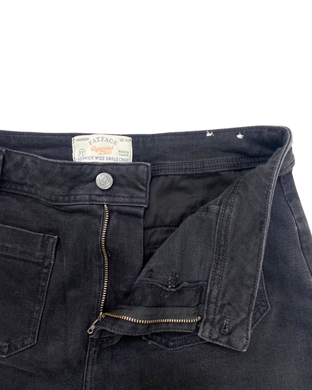 Fat Face Washed Black Cropped Jeans