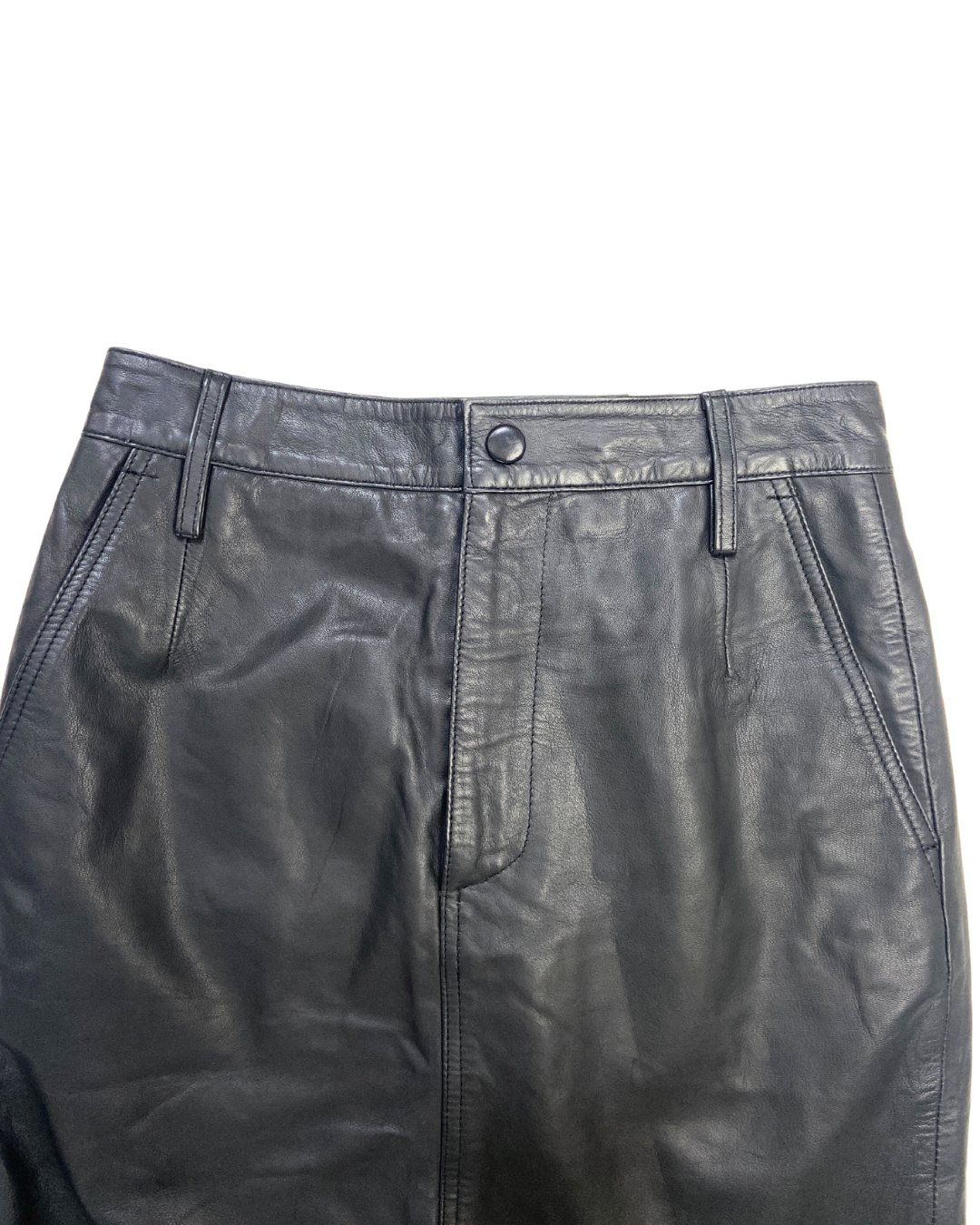 Black Leather Midi Skirt