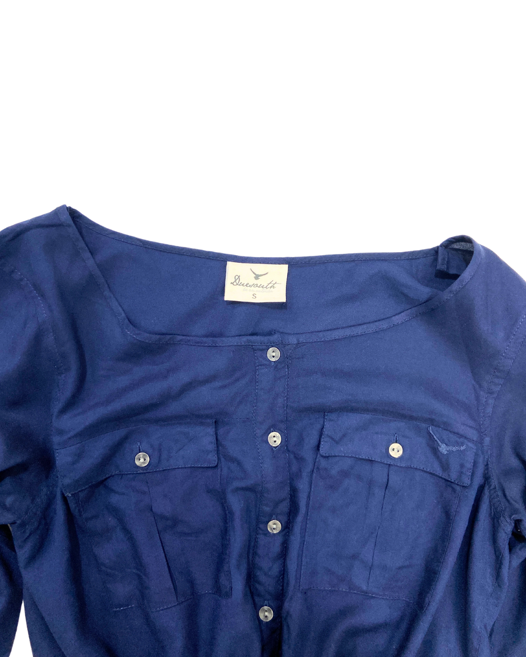 Duesouth Navy Tie Waist Shirt Dress