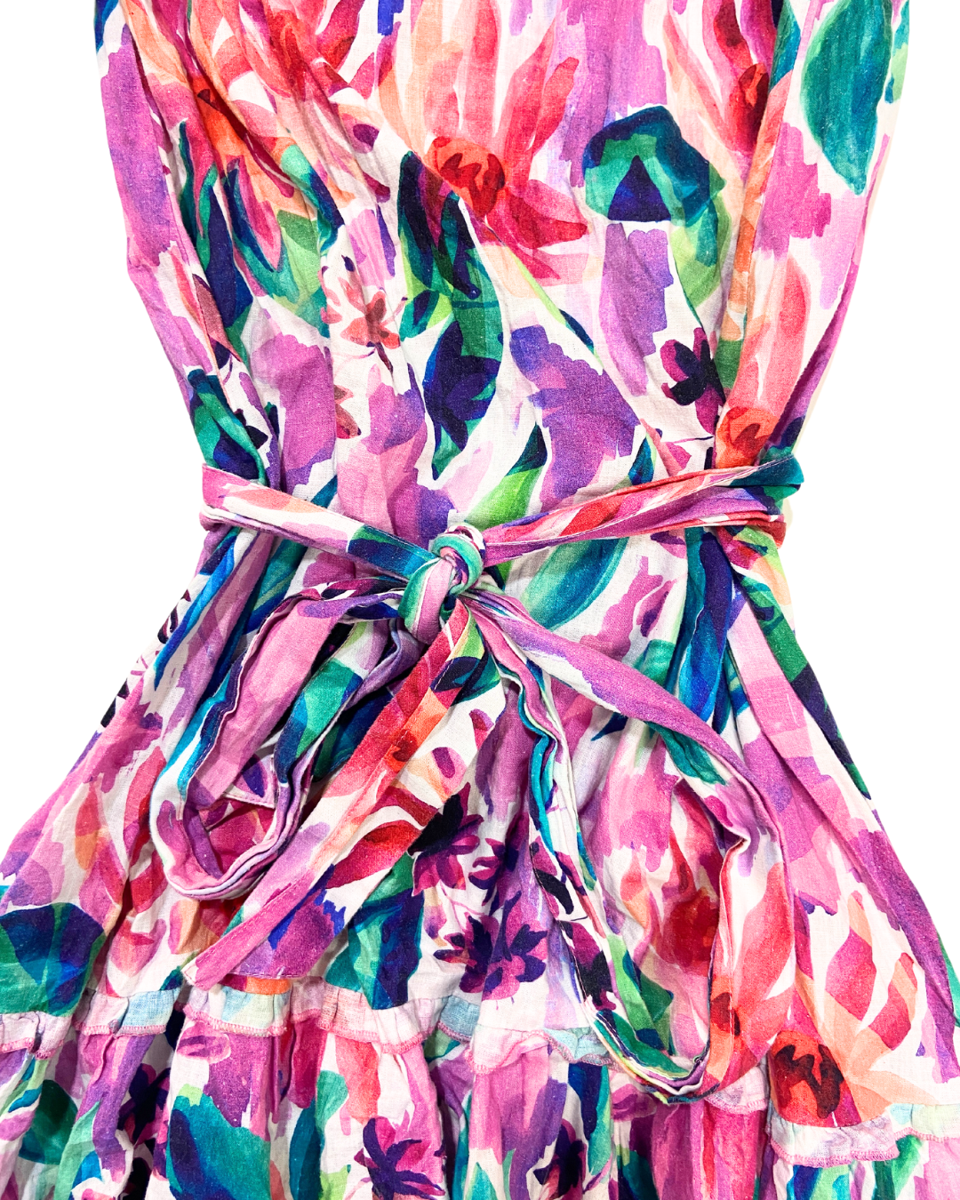 Thought Floral Asymmetrical Ruffle Midi Dress