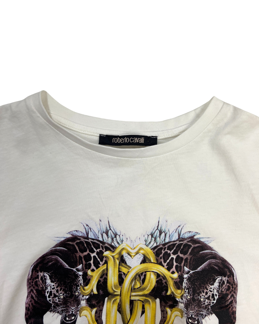 Roberto Cavalli Graphic White T-Shirt