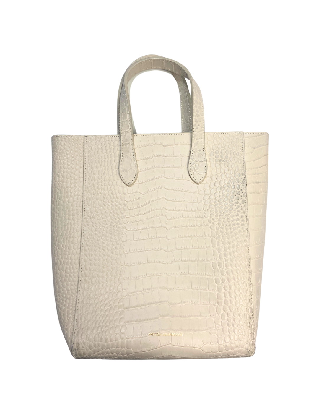 French Connection Off-White Croc-Embossed Tote Bag