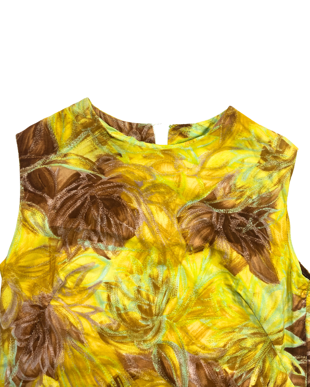 second hand Unknown Vintage Sleeveless Floral Sheath Dress in Warm Tones 14 OWNI