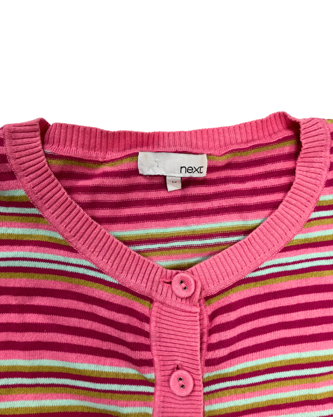 Next Pink Stripe Short Sleeve Cardigan