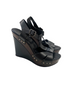 second hand Carvela Carvela Black Leather Studded Wedge Sandals 12 OWNI