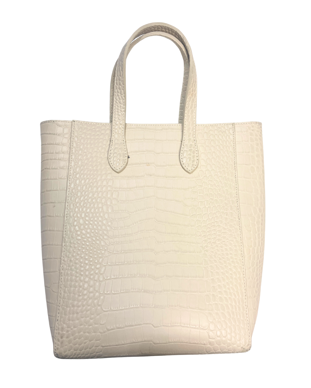 French Connection Off-White Croc-Embossed Tote Bag