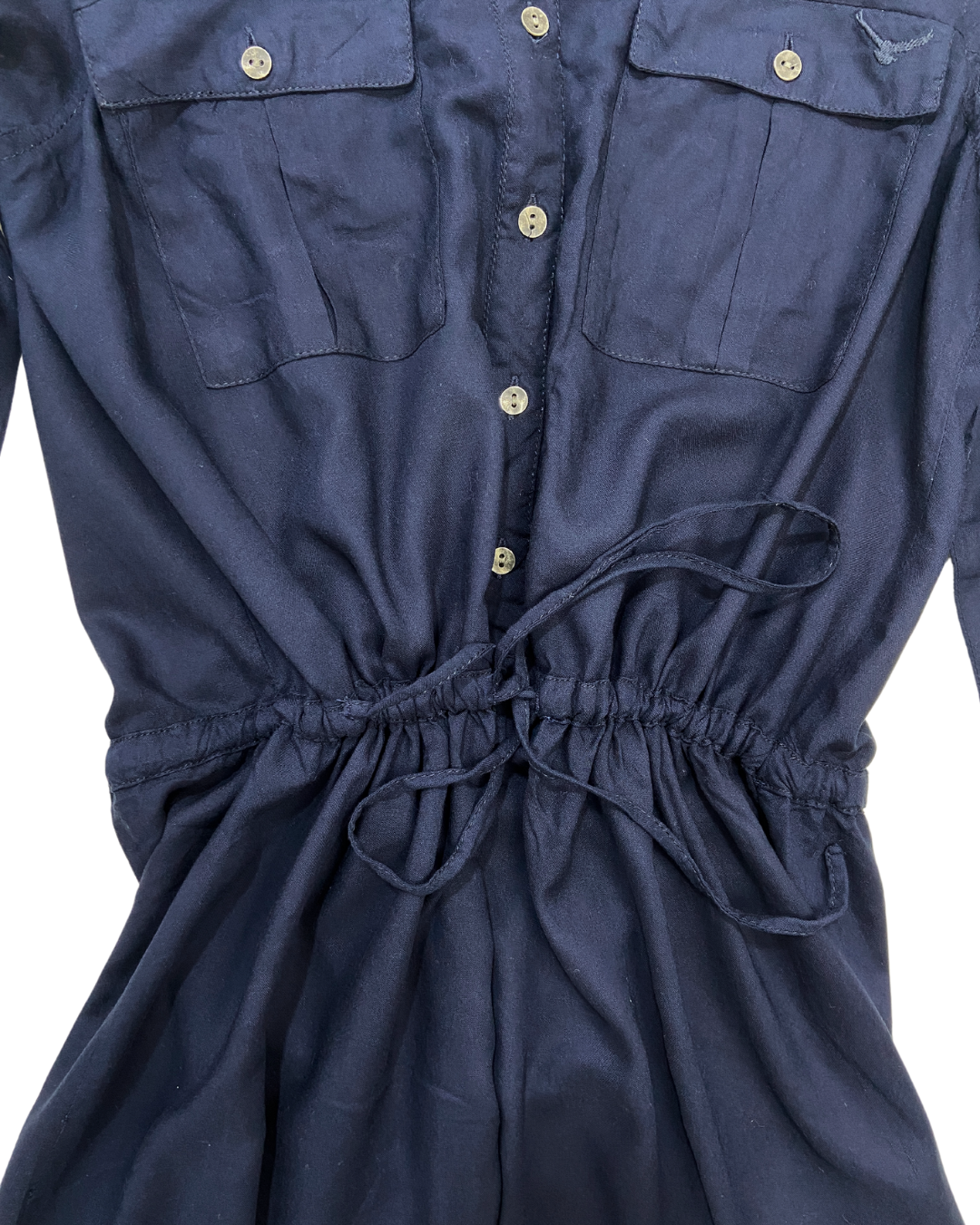 Duesouth Navy Tie Waist Shirt Dress