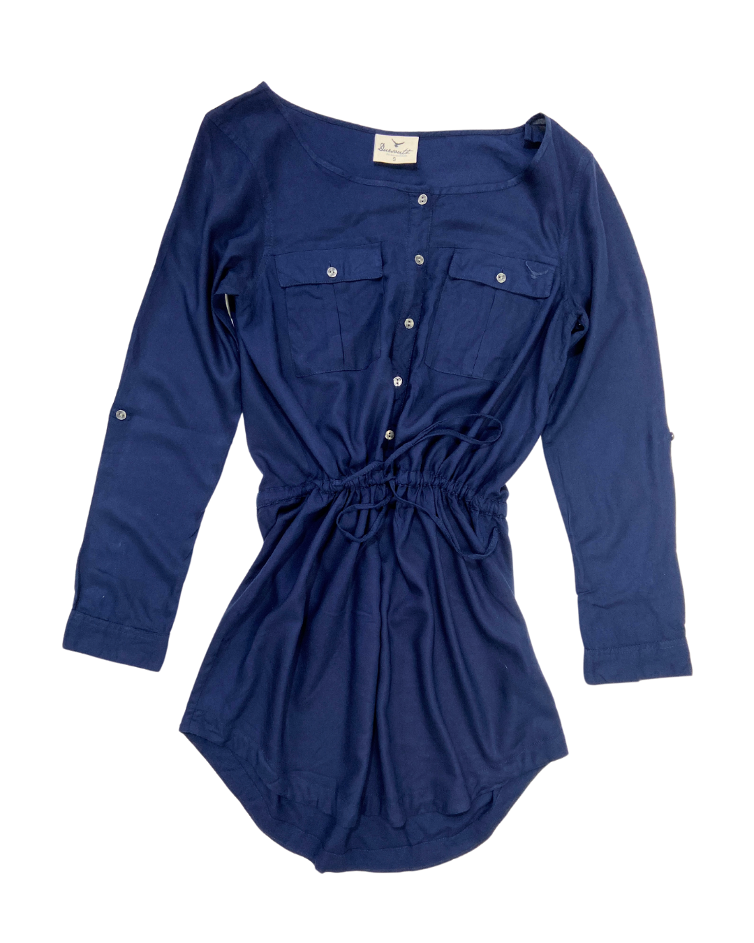 Duesouth Navy Tie Waist Shirt Dress
