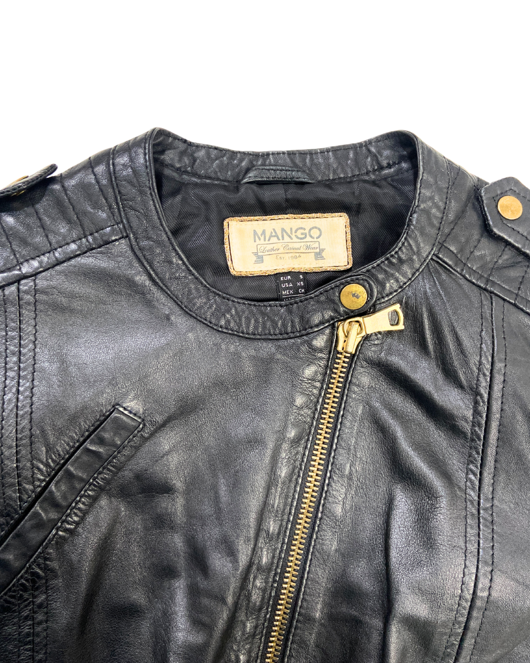 Mango Black Leather Jacket