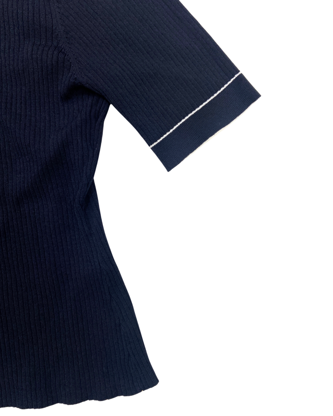 LK Bennet Navy Blue Knit Top with Contrasting Trim