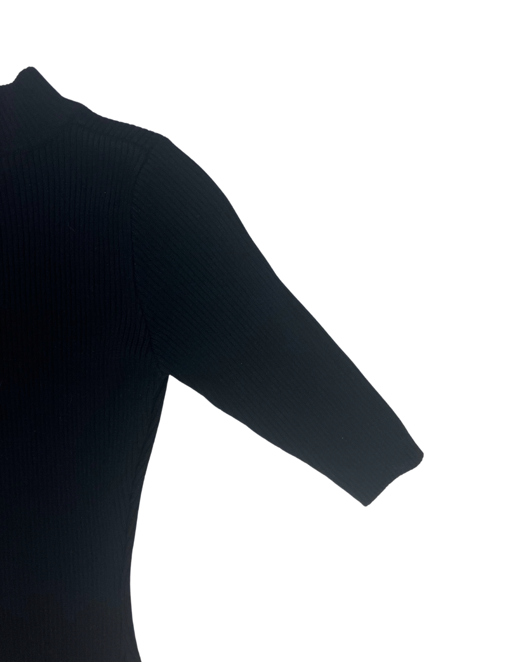 LU NYC Ribbed Black Midi Dress