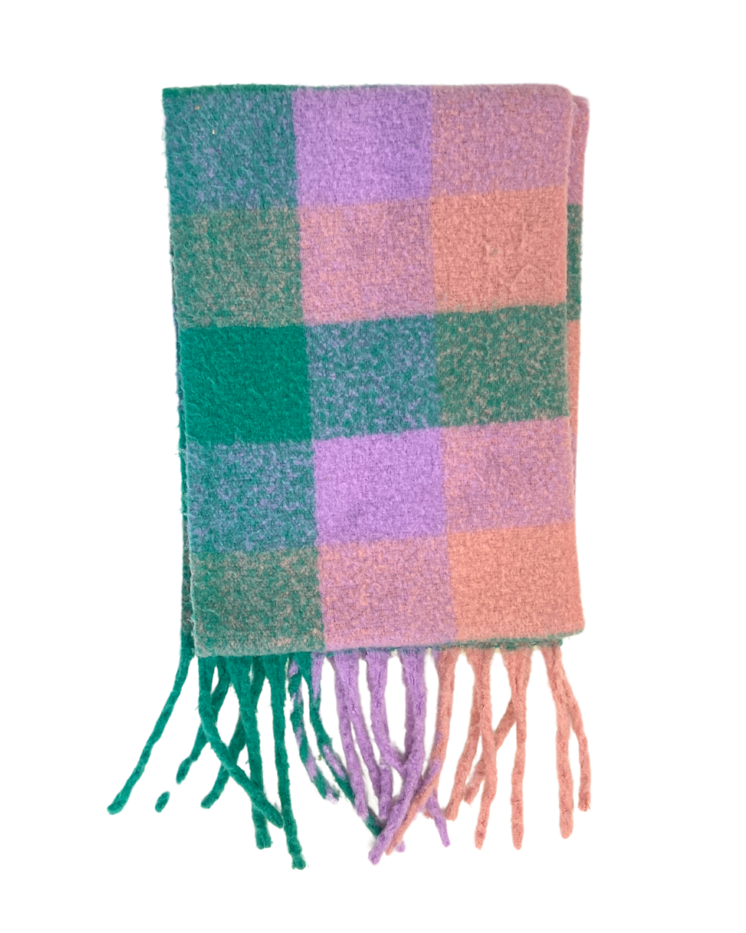 Green and Pink Checkered Scarf