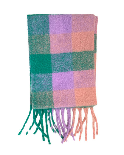 Green and Pink Checkered Scarf