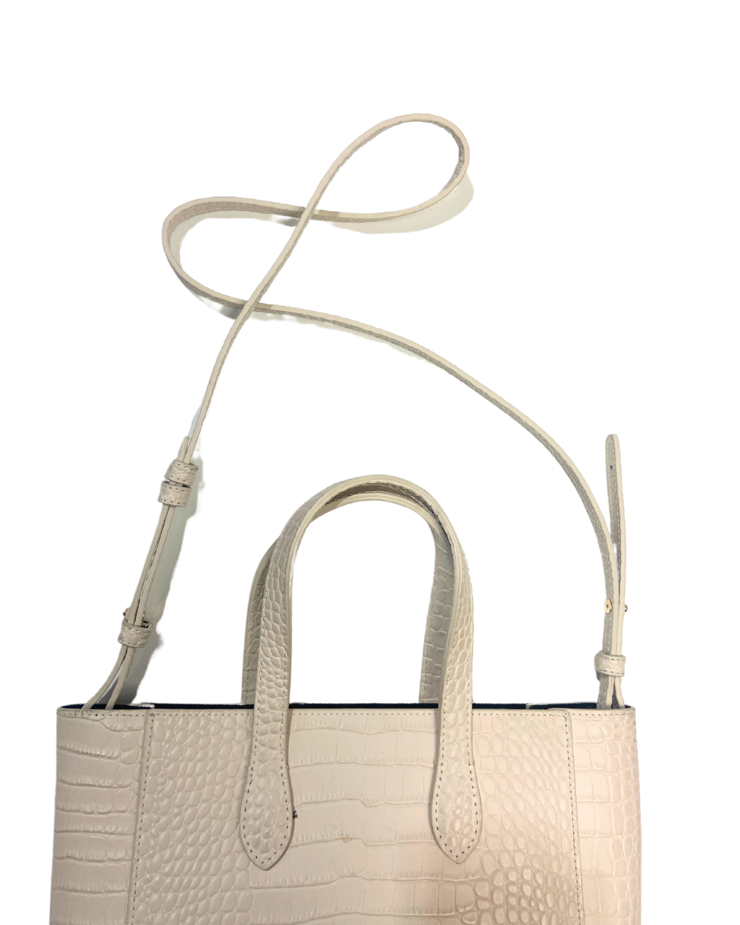 French Connection Off-White Croc-Embossed Tote Bag