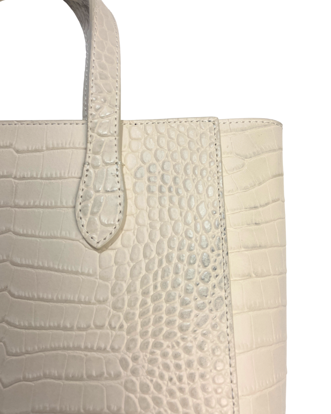 French Connection Off-White Croc-Embossed Tote Bag