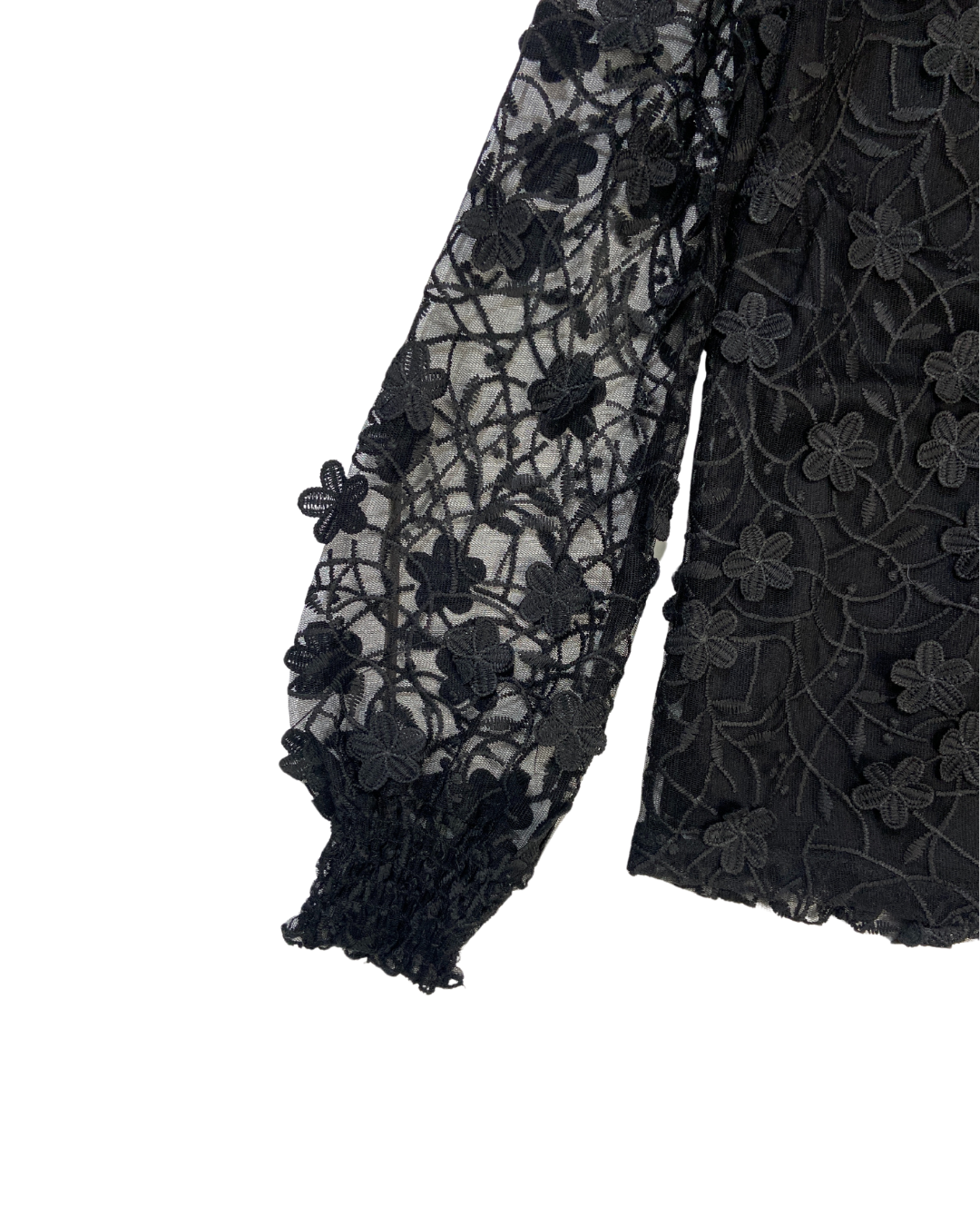 Black Floral Lace Blouse
