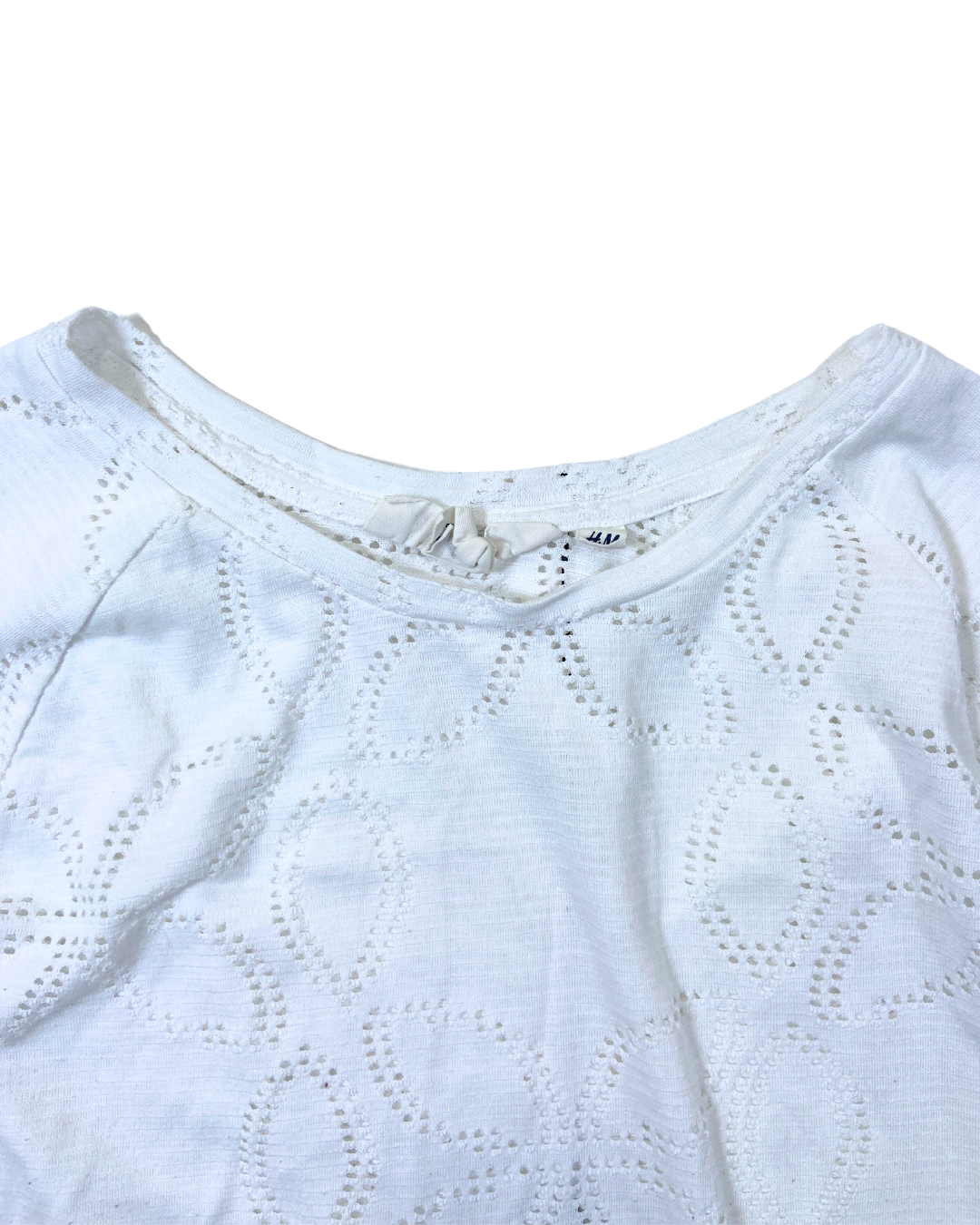 H&M White Floral Cut Out Top