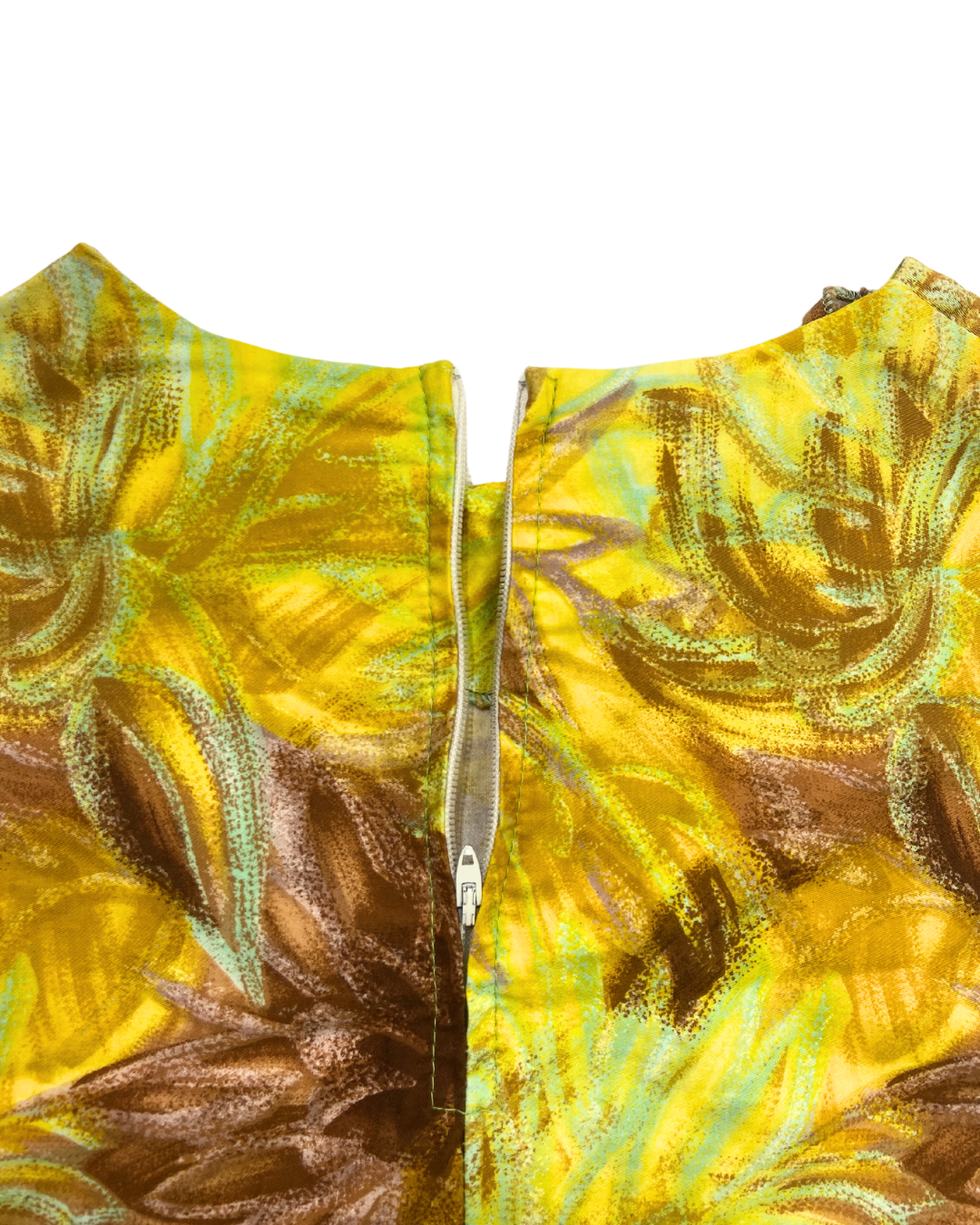 second hand Unknown Vintage Sleeveless Floral Sheath Dress in Warm Tones 14 OWNI