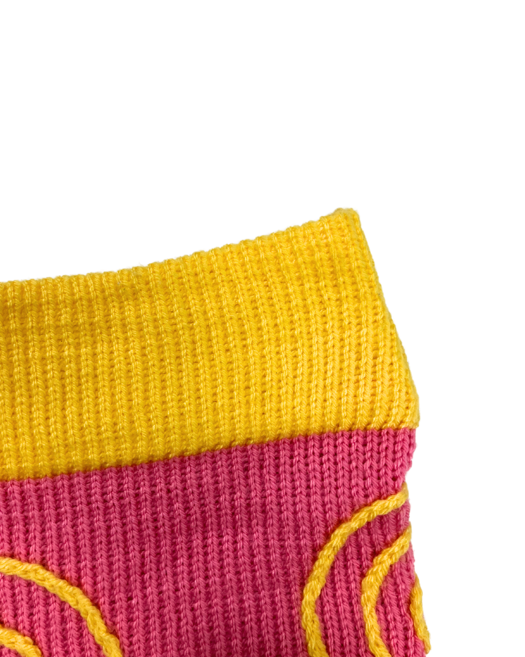 Handmade Knit Pink and Yellow Spiral Skirt