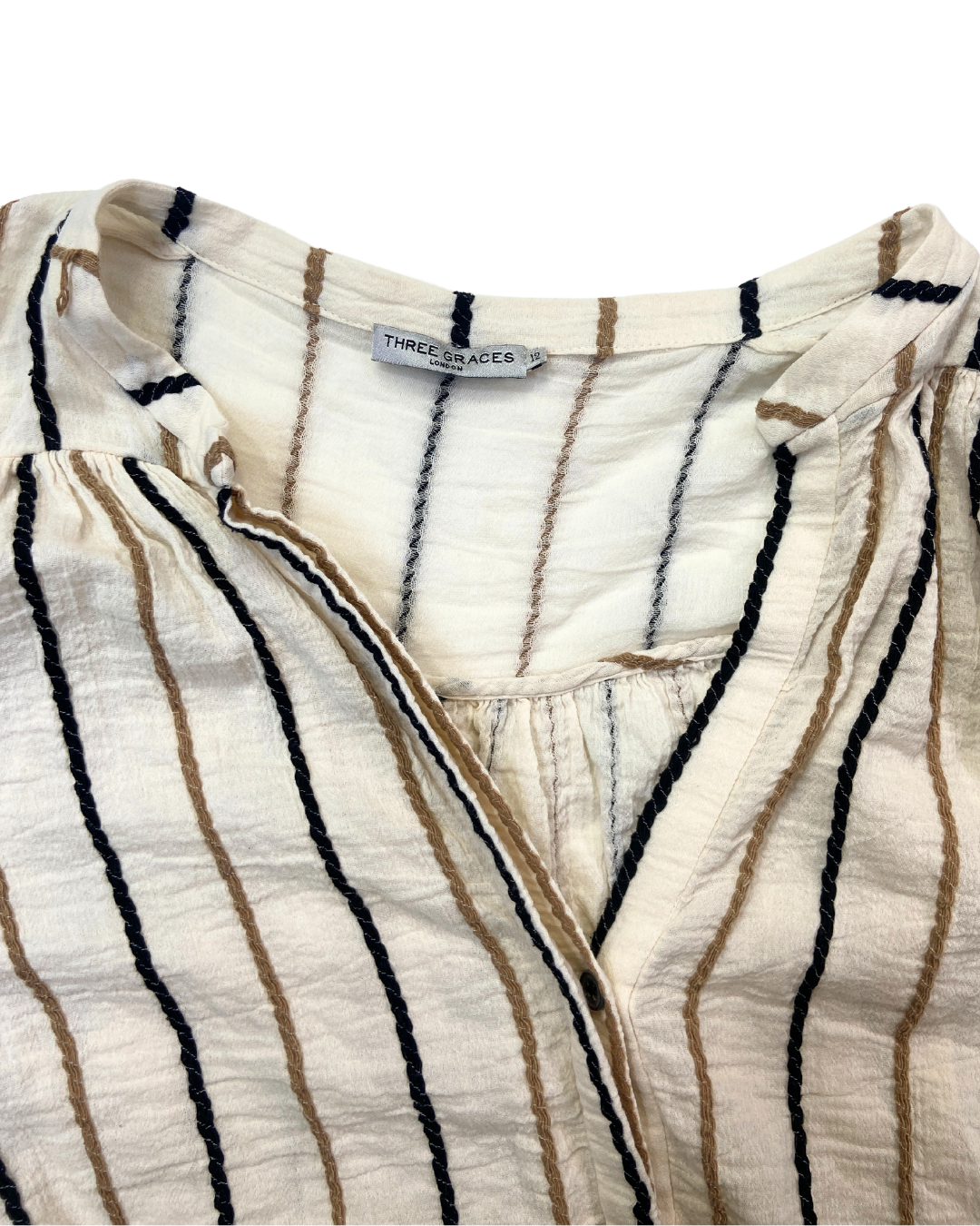 Three Graces Beige Striped Dress