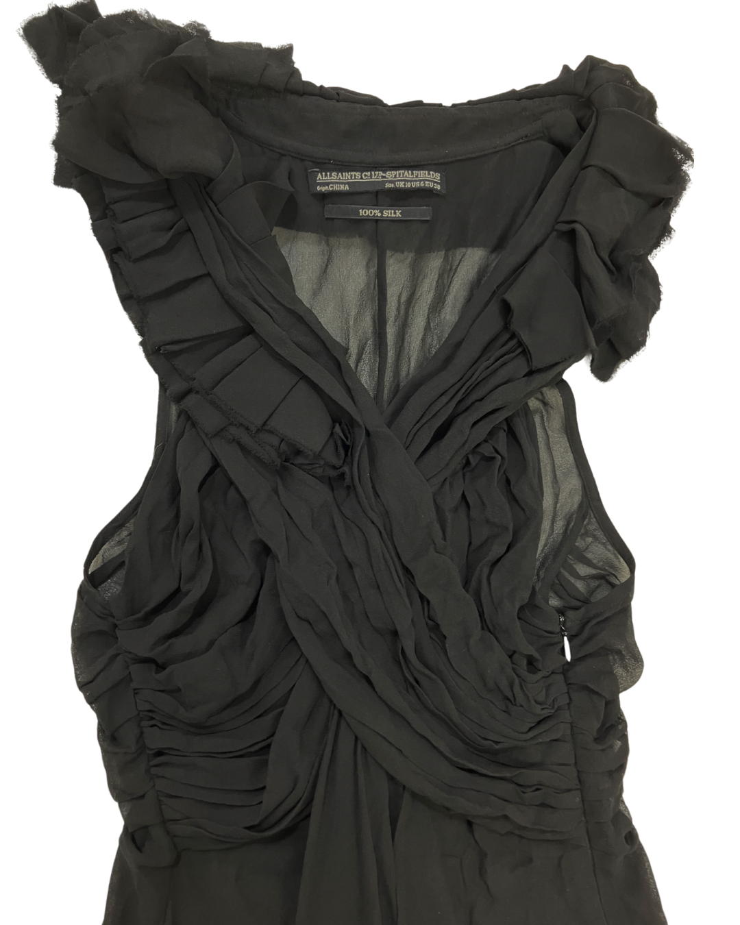 All Saints Black Ruffle Dress