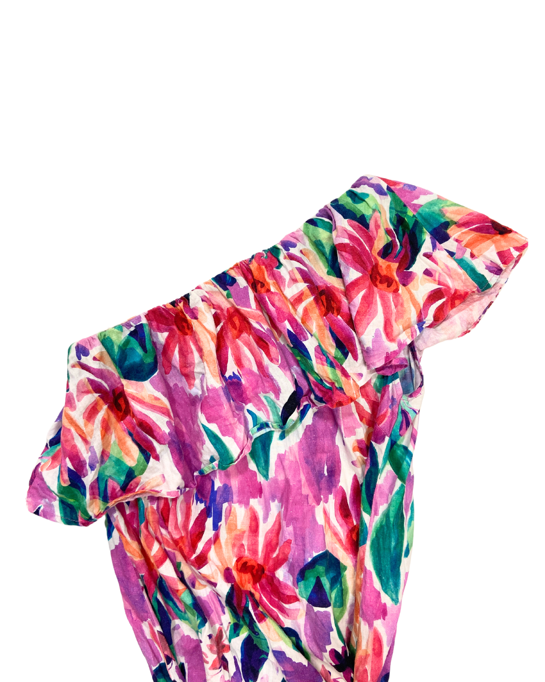 Thought Floral Asymmetrical Ruffle Midi Dress