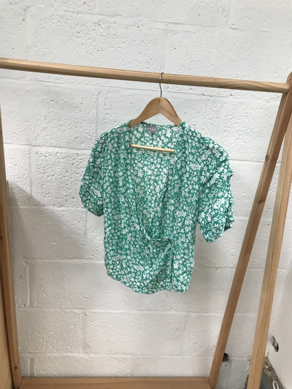 Preloved Green Floral Blouse