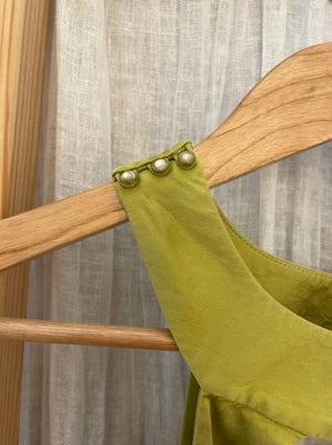 Preloved Lime green Tent shape Flowy dress with high cut out neck line