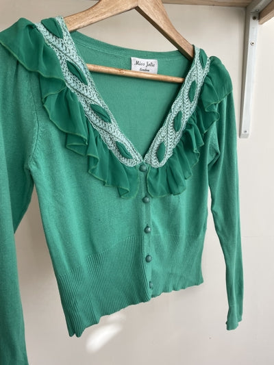 Preloved Green Frilled Summer Cardigan