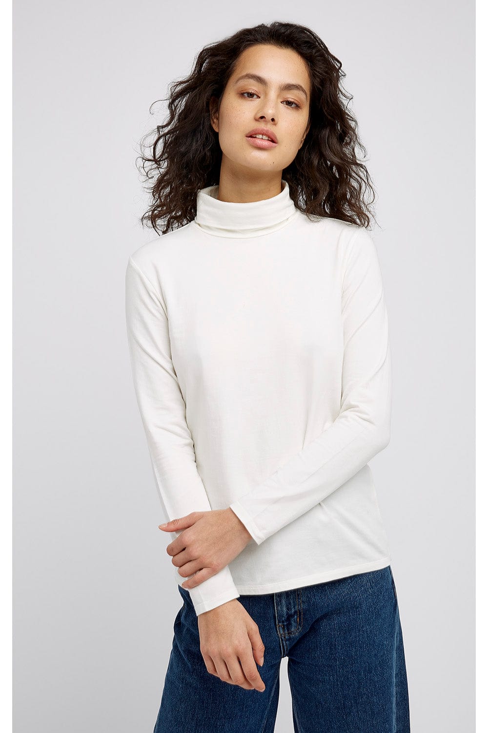 Preloved Laila Roll Neck Top in White