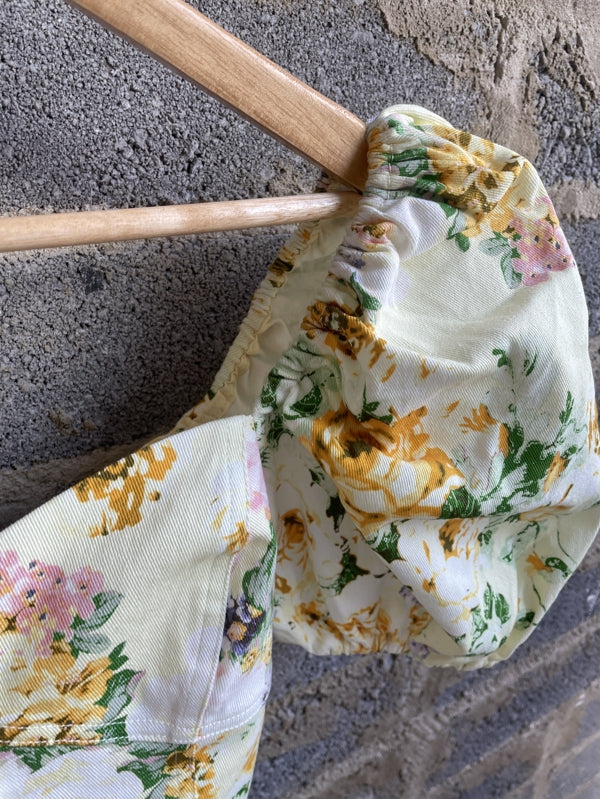 Preloved Floral crop top with big sleeves