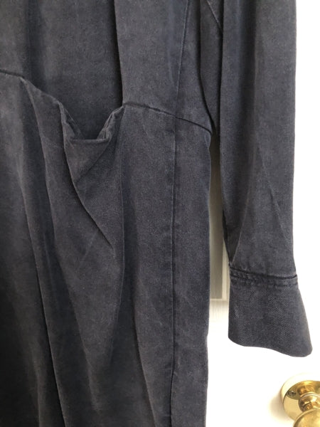 Preloved Navy Shirt Dress with Pockets