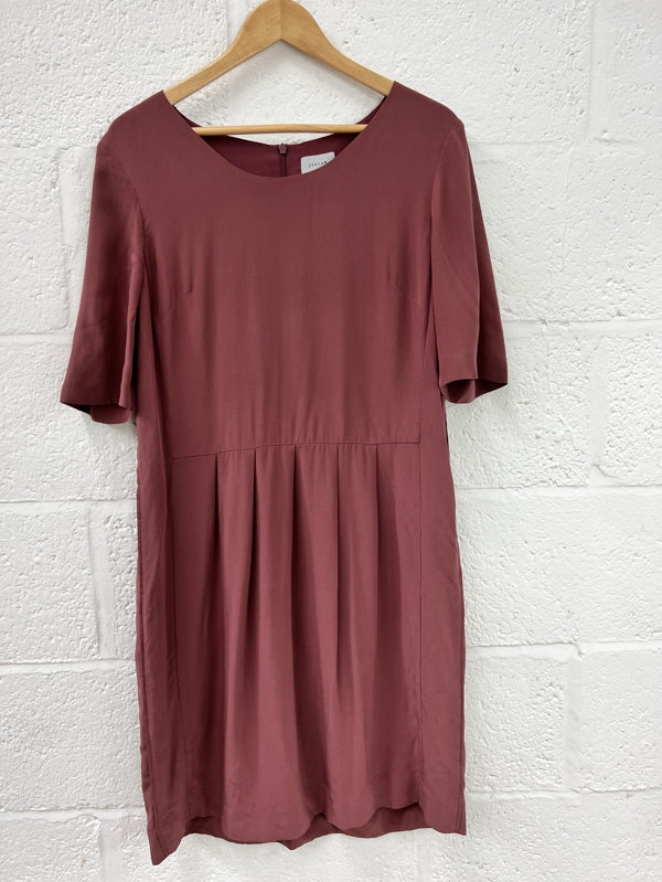 Preloved Bordeux Silk Dress in size 14