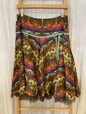 Preloved Whistles silk colourful patterned skirt
