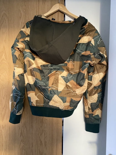 Preloved Green Print Bomber Jacket