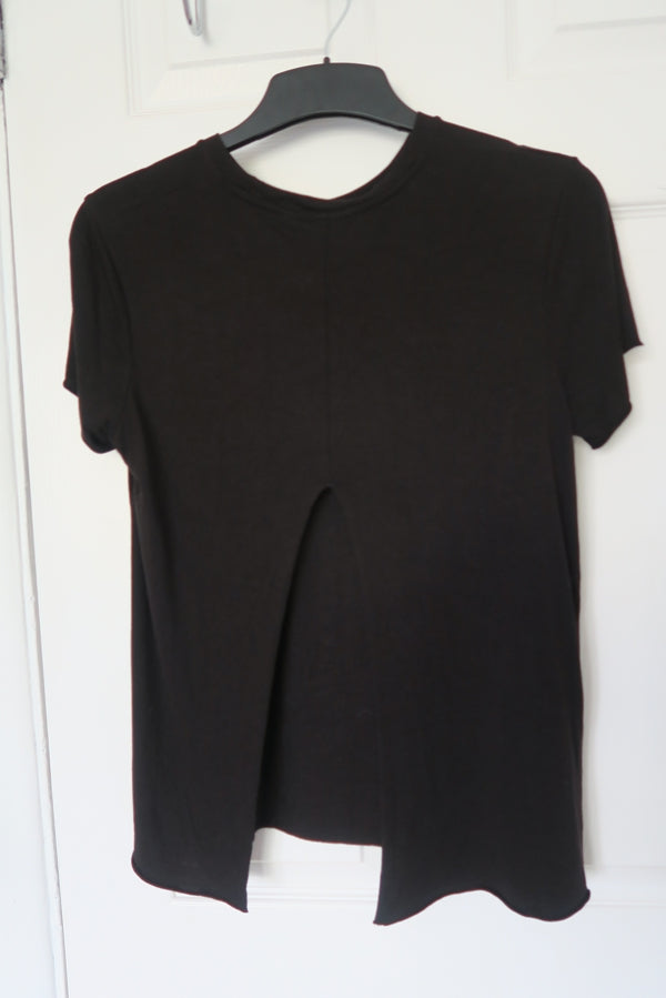 Preloved Black T Shirt with Back Slit