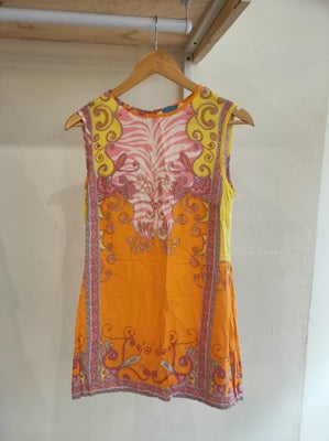 Preloved Bright patterened long tank top