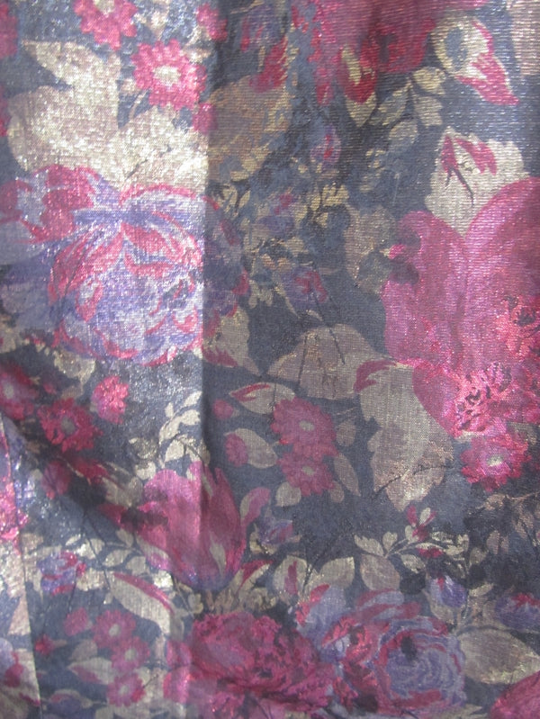 Preloved Vintage 80s Twilight Velvet Metallic Tapestry Floral Rose Print Jacket M