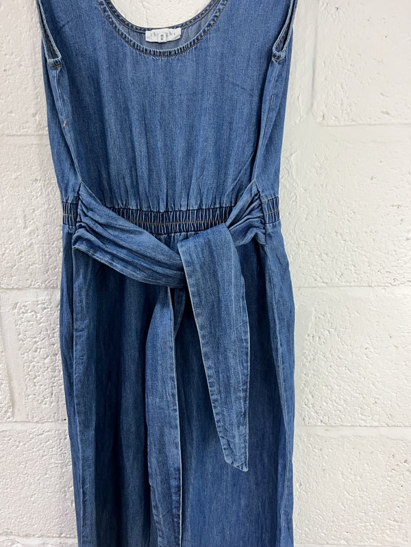 Preloved Sleeveless light denim jumpsuit