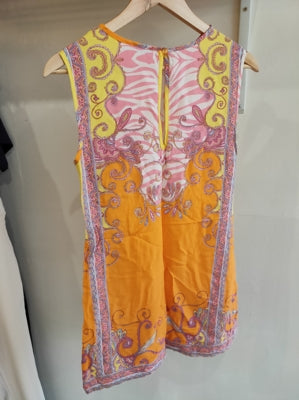 Preloved Bright patterened long tank top