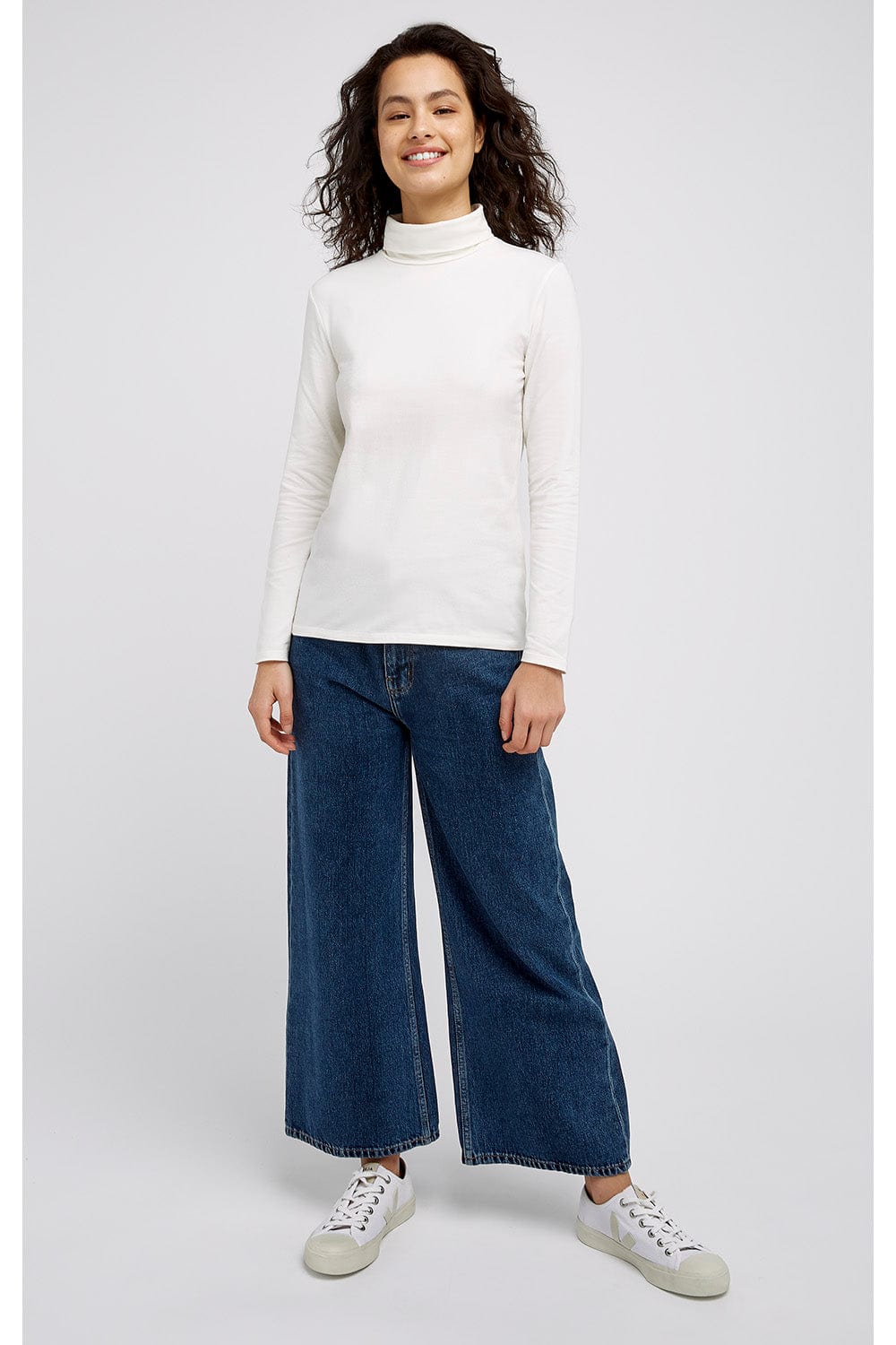 Preloved Laila Roll Neck Top in White