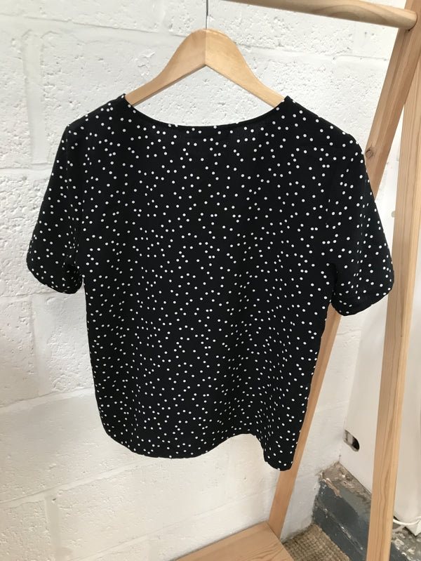 Preloved Black Polka Dot Top