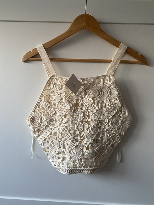 Preloved Zara cropped embroidered top