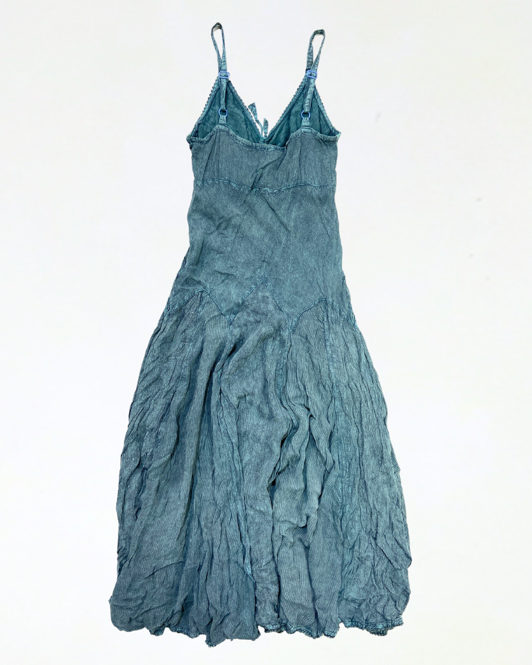 Bohemian Textured Midi Dress with Lace Accents