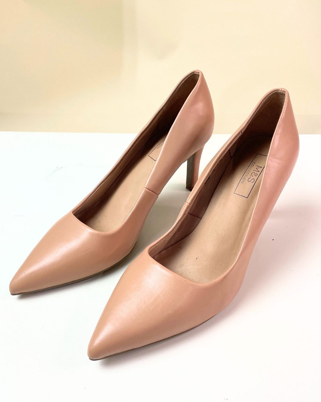 second hand M&S M&S Pink Kitten Heels in Vegan Leather 10 OWNI
