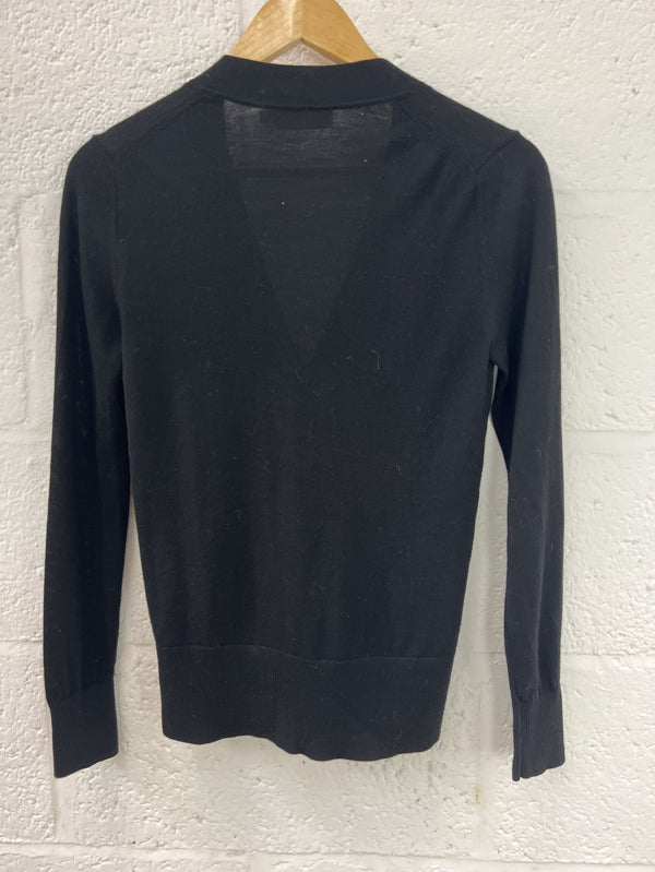 Preloved Tory Burch Logo button fine knit cardigan black