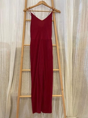 Preloved Plisse Wide leg jumpsuit in Deep red - new with tags