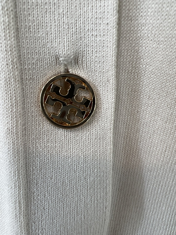 Preloved Tory Burch Logo button fine knit cardigan cream