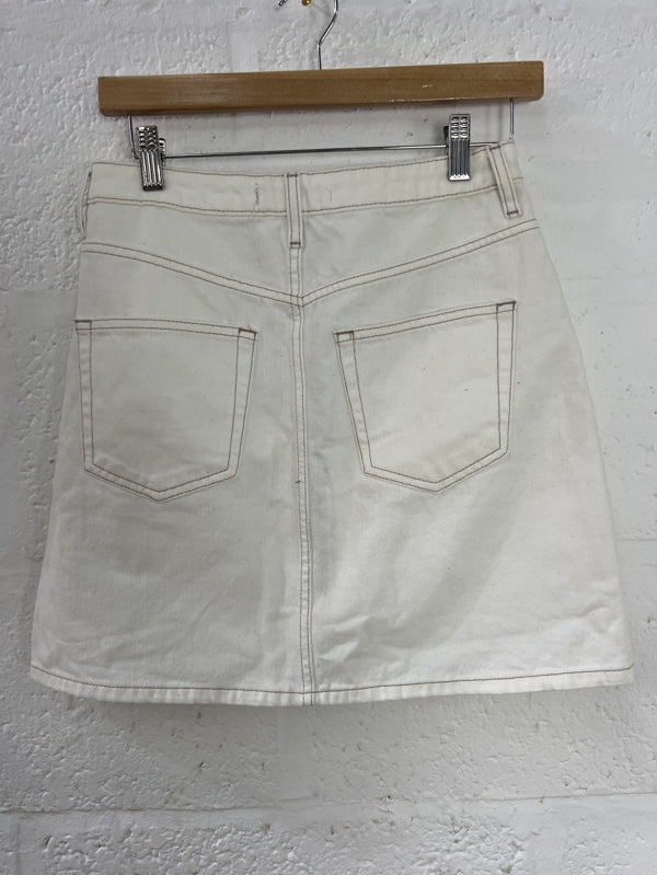 Preloved White Denim Skirt in size 10