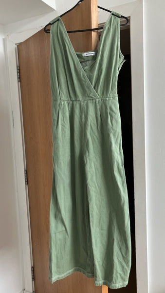 Preloved Birdsong London ‘Sanford’ organic denim jumpsuit in Chalk Green